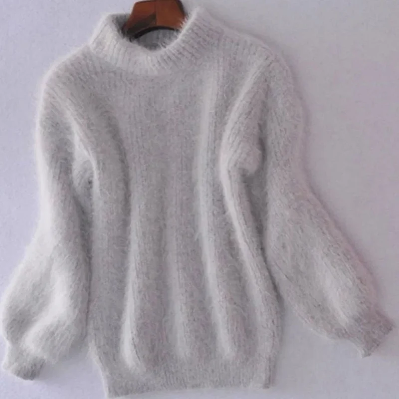 Johanna | Damen Flauschiger Rollkragenpullover mit hohem Kragen Oversized Strick
