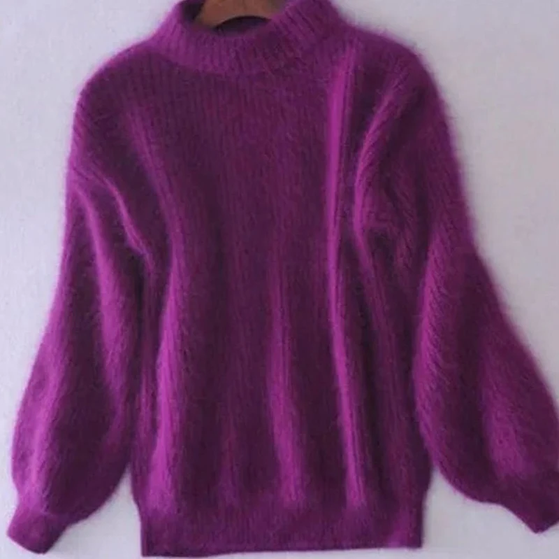 Johanna | Damen Flauschiger Rollkragenpullover mit hohem Kragen Oversized Strick