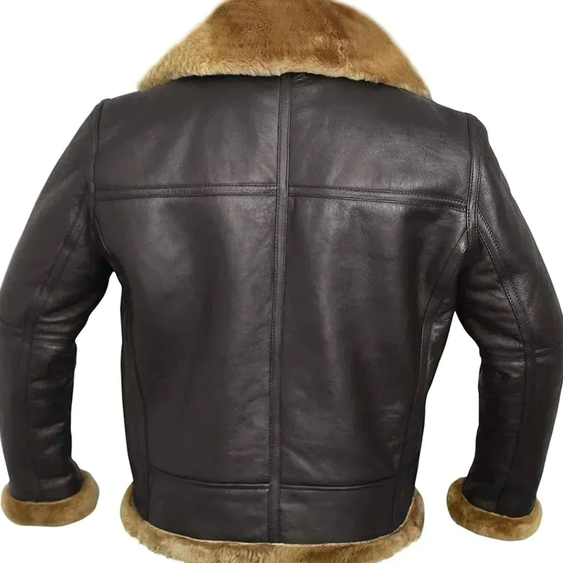 Niklas | Herren Lammfell-Fliegerjacke mit Reißverschluss klassischer Aviator-Schnitt