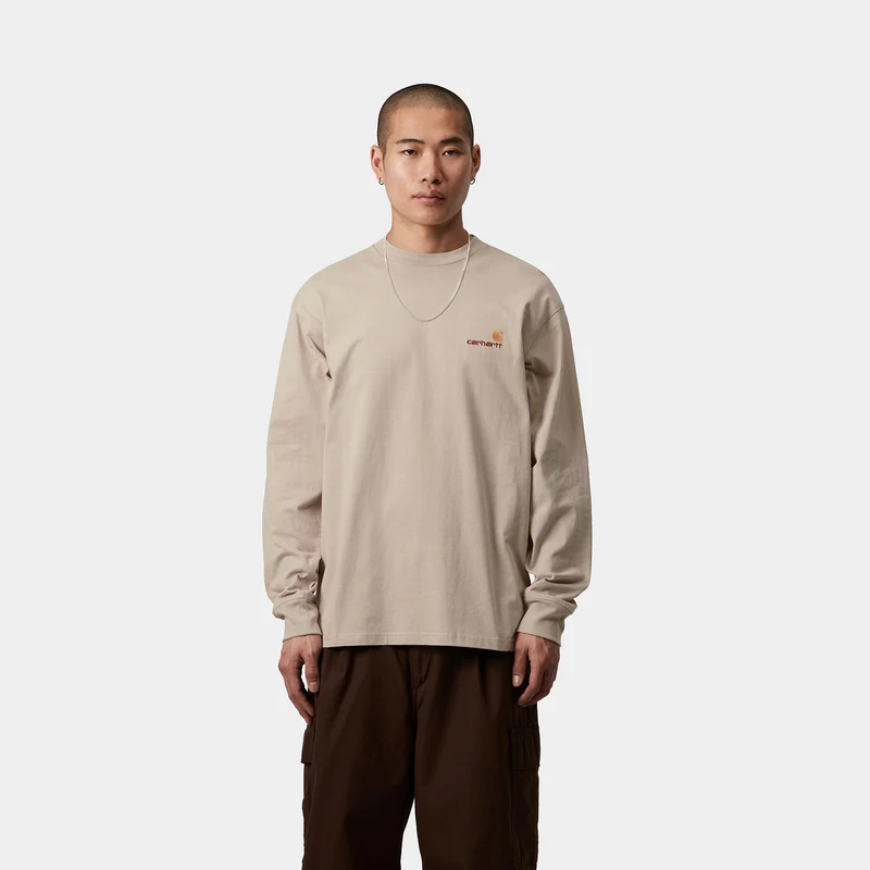 Carhartt WIP Herren American Script Langarm-T-Shirt | Fleur De Sel