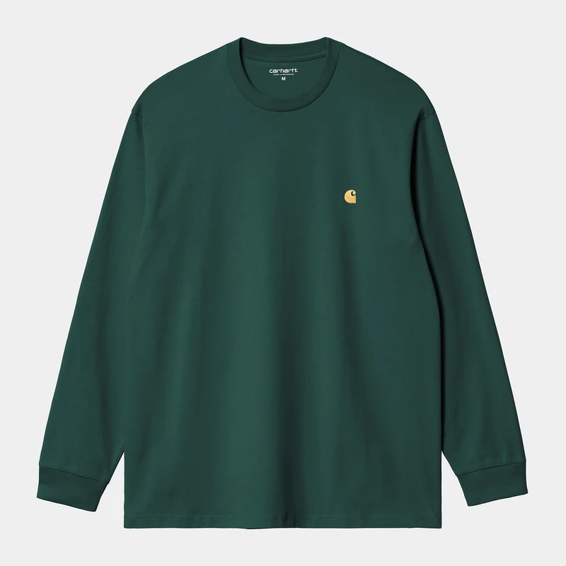 Carhartt WIP Herren Chase Langarm T-Shirt | Dunkle Tanne