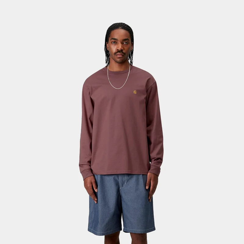 Carhartt WIP Herren Chase Langarm-T-Shirt | Staubiges Rosa