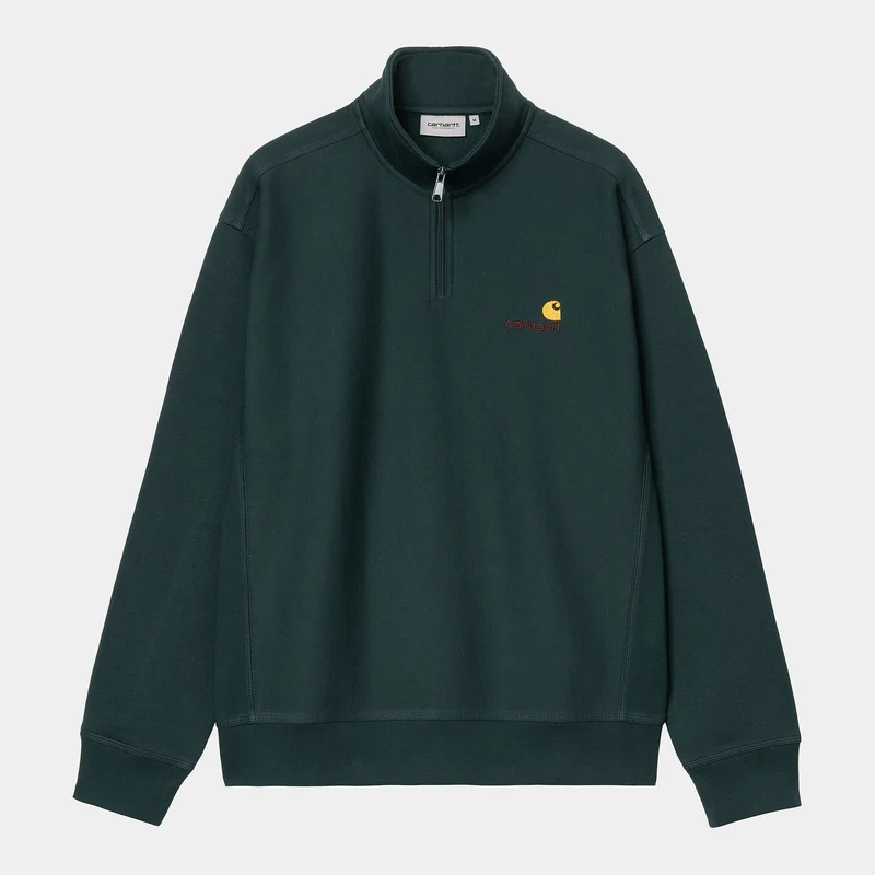 Carhartt WIP Herren Halb-Zip-Reißverschluss American Script Sweatshirt | Deep Lagoon