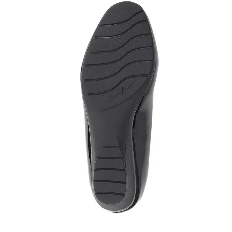 Wedge Heel Slip-On Pumps - WK38017 / 324 233 - Black Patent