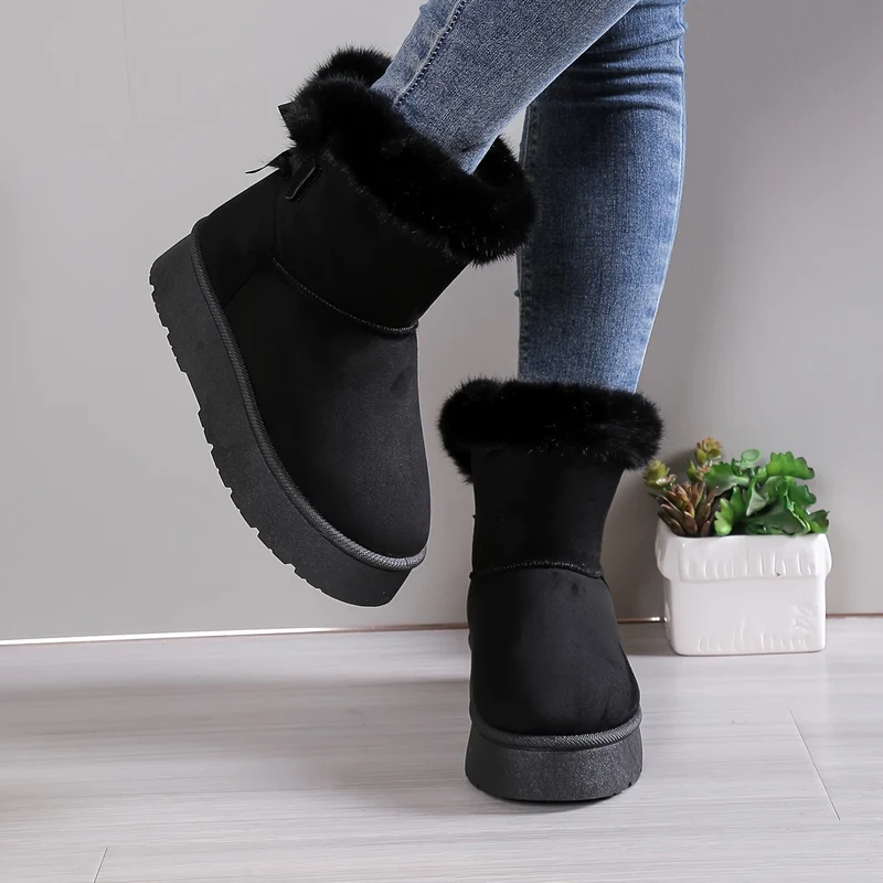 Nelia | Stilvoll Thermal gefüttert Plüsch Bowknot Stiefel