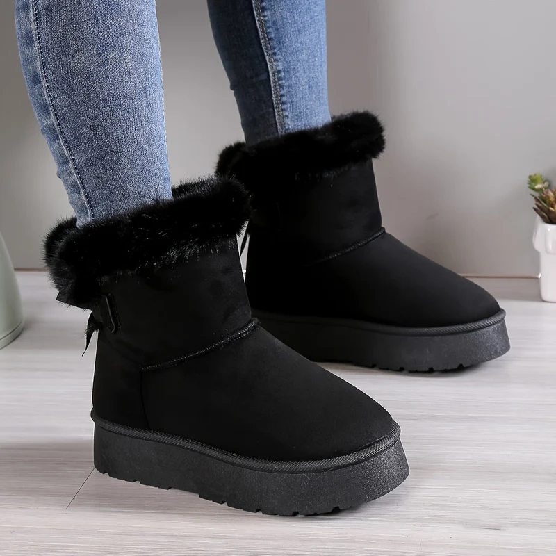 Nelia | Stilvoll Thermal gefüttert Plüsch Bowknot Stiefel