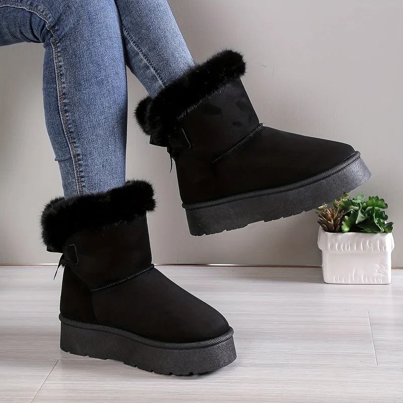 Nelia | Stilvoll Thermal gefüttert Plüsch Bowknot Stiefel