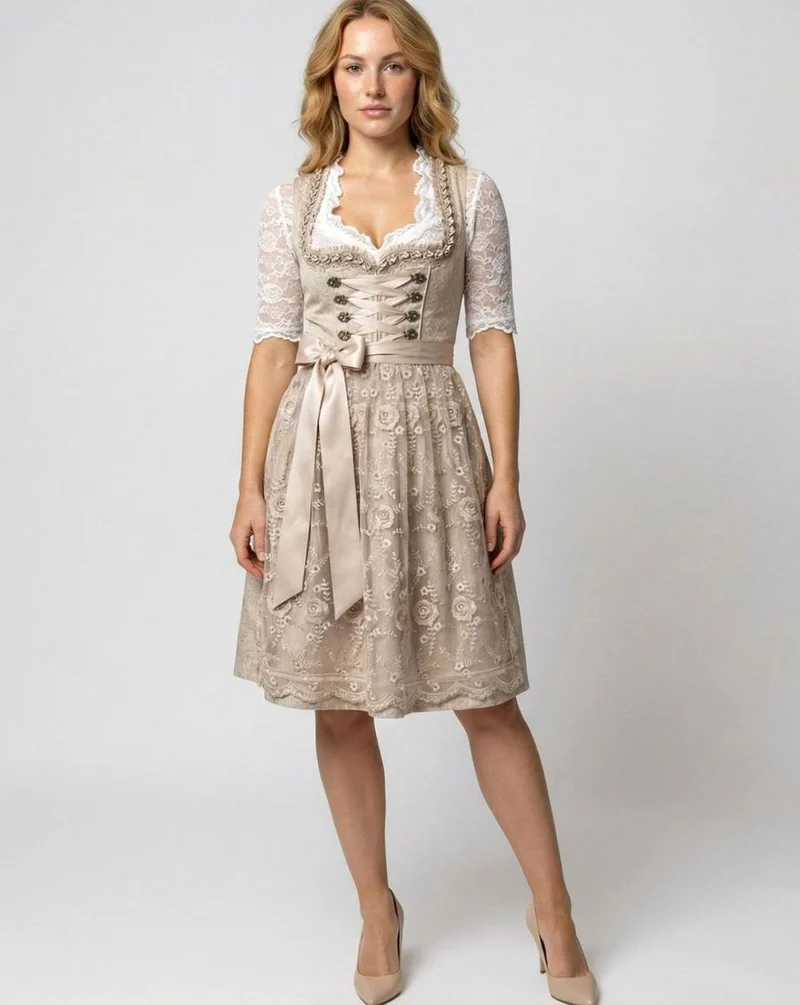 Elisabeth | Oktoberfest Dirndl Kleid Damen Romantisches Blumen Spitzenbluse