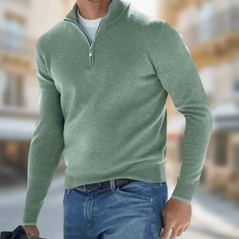 Matthias | Herren Reißverschluss am Kragen Langarm Strickpullover Casual Fit