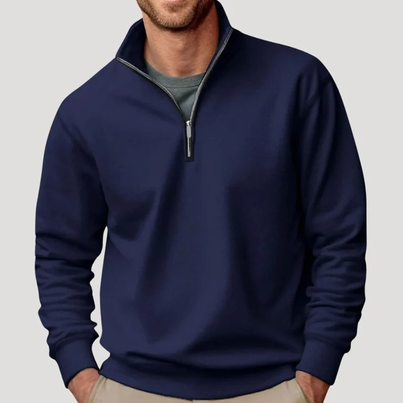 Tobias | Herren Pullover mit Viertelreißverschluss Lockere Passform Sweatshirt