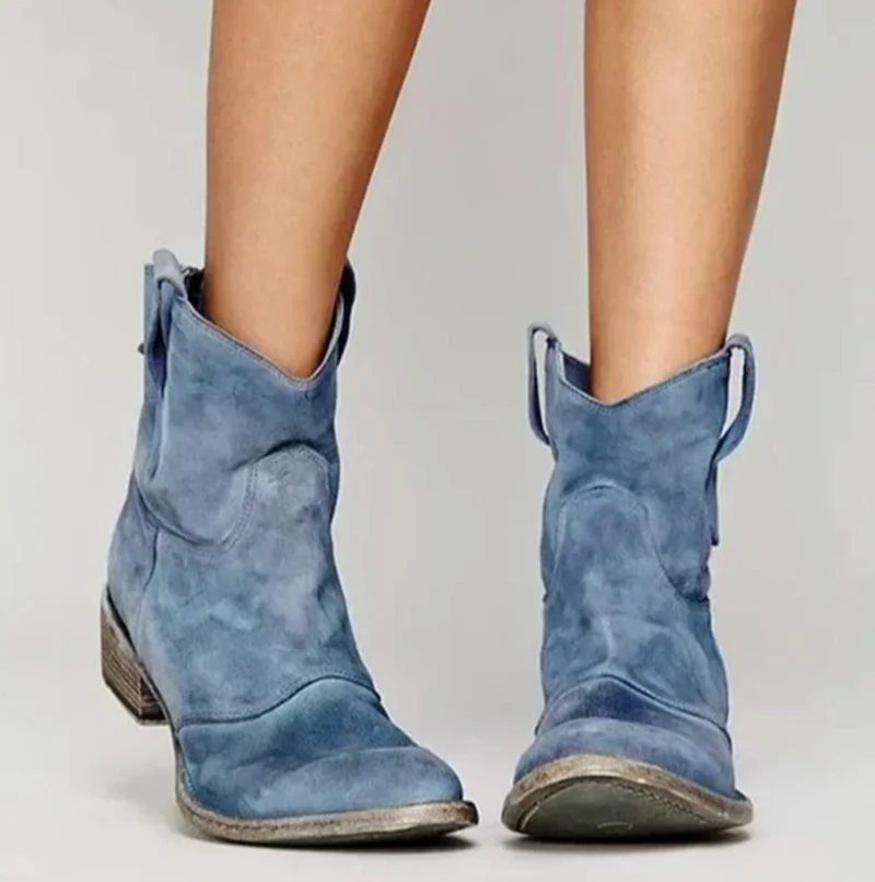 Leonie | Damen Wildleder-Westernstiefel für einen stilvollen Look mit niedrigem Absatz
