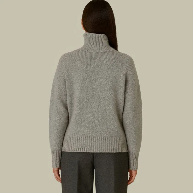 Amelie | Damen Rollkragenpullover aus Merinowolle Oversized Strickpullover