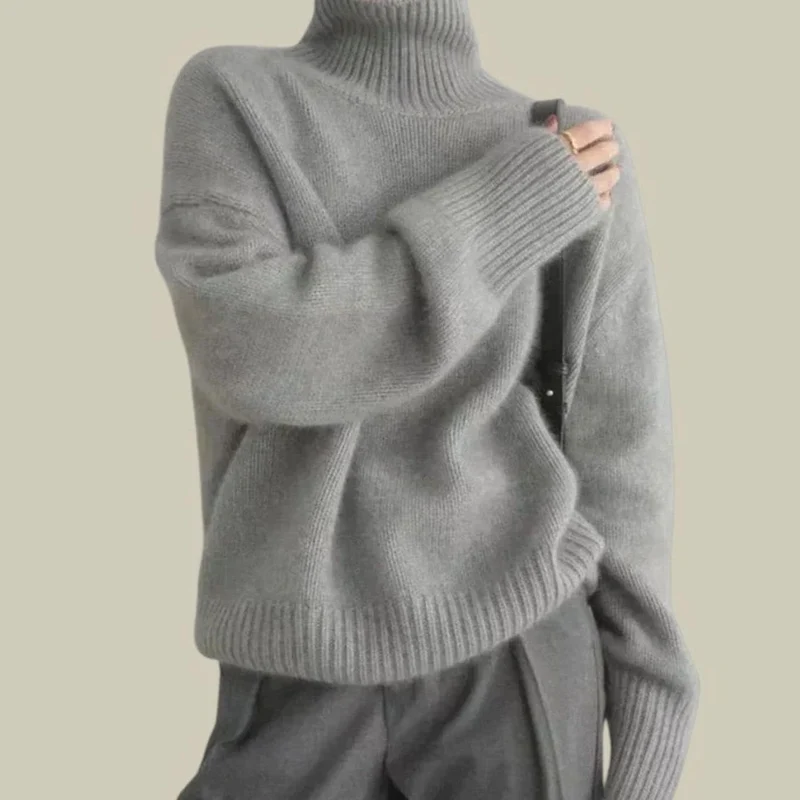 Amelie | Damen Rollkragenpullover aus Merinowolle Oversized Strickpullover