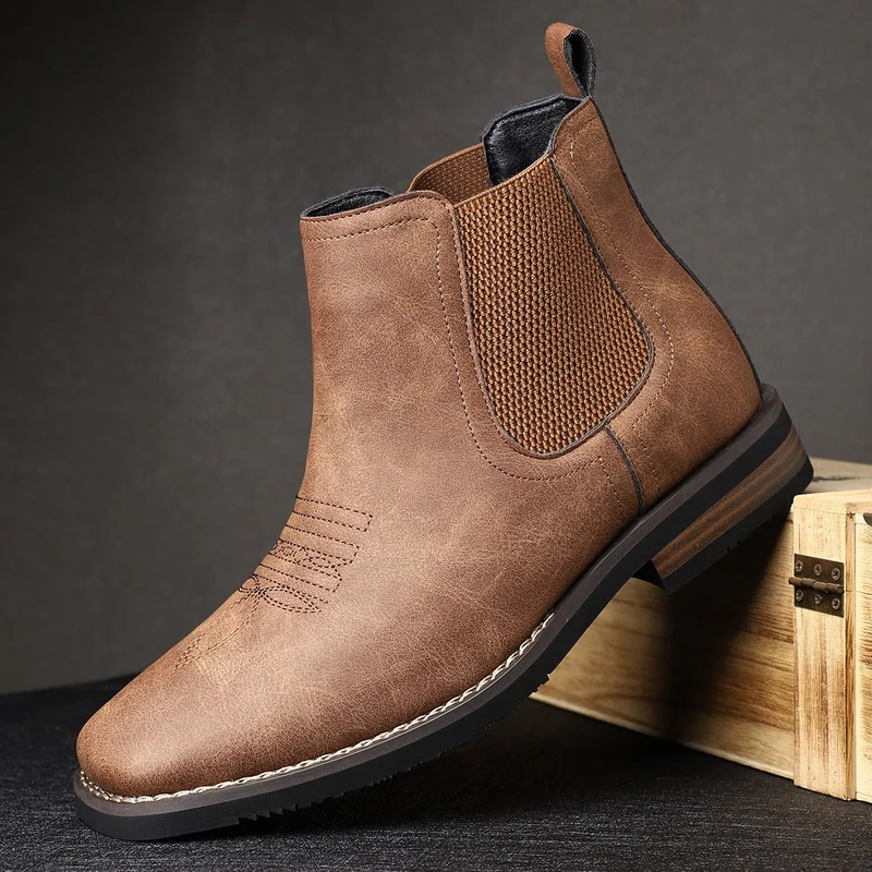 Elias | Herren Chelsea Boots Zeitlose Slip-On Stiefel mit Elastikeinsatz