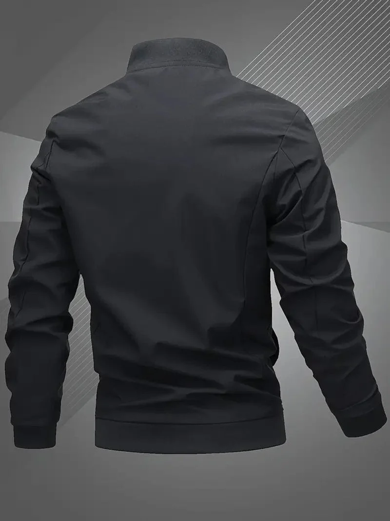 Tobias | Herren Mens Bomber Jacket Lässige Polyester Blouson-Jacke Reißverschluss