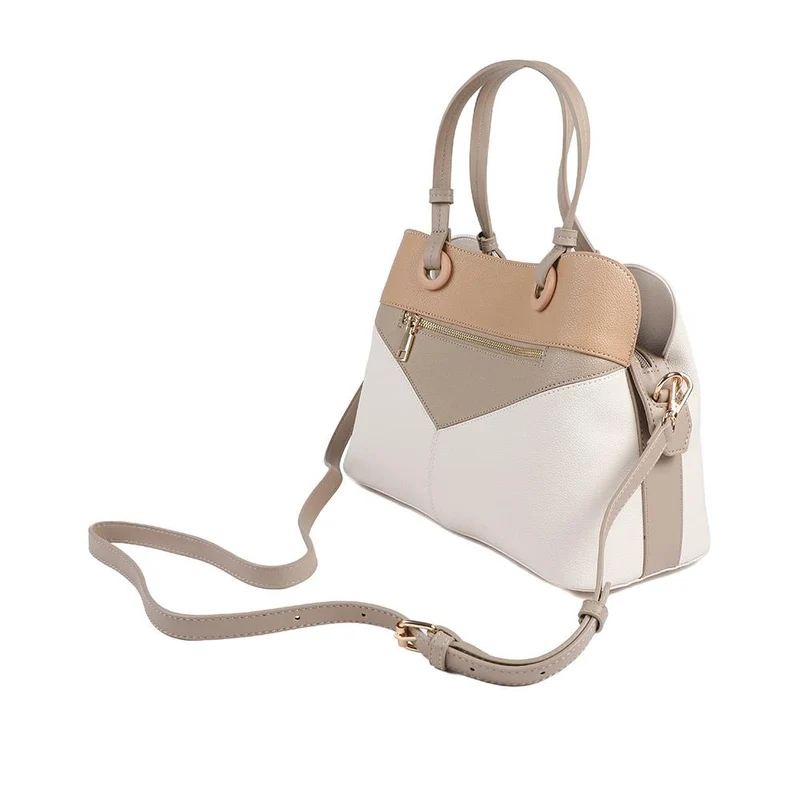 Tri Toned Structed Tote Bag - BELHETIA43003 / 329 234 - Cream Multi