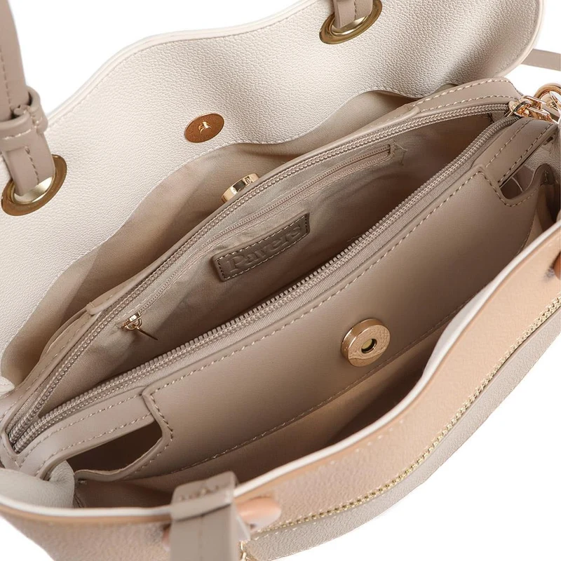 Tri Toned Structed Tote Bag - BELHETIA43003 / 329 234 - Cream Multi