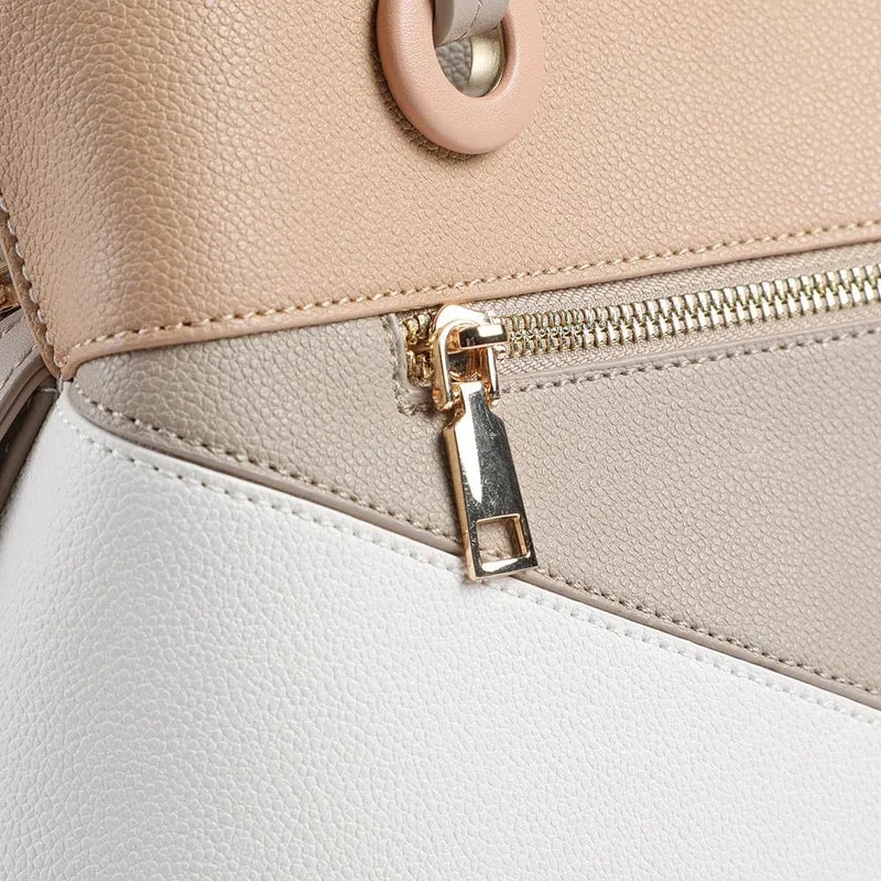 Tri Toned Structed Tote Bag - BELHETIA43003 / 329 234 - Cream Multi