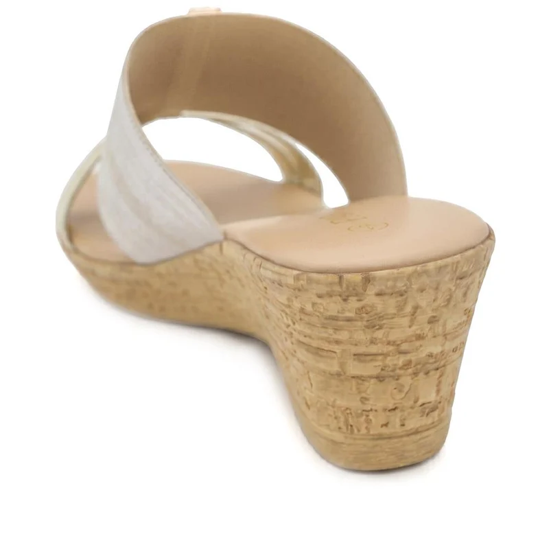 Wide Fit Stretchy Mule Sandals - CLUBS43007 / 329 808 - Gold