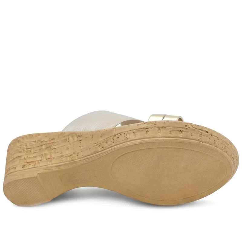Wide Fit Stretchy Mule Sandals - CLUBS43007 / 329 808 - Gold