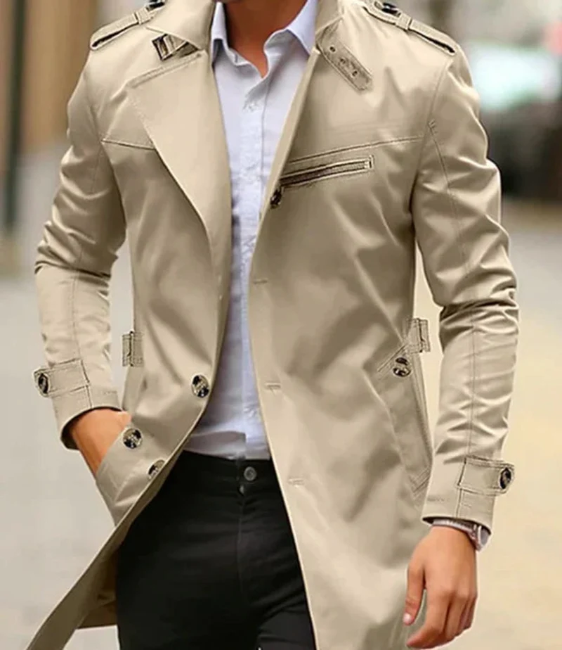 Maximilian | Herren Mens Wool Coat Eleganter Slim-Fit Trenchcoat