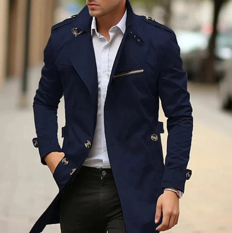 Maximilian | Herren Mens Wool Coat Eleganter Slim-Fit Trenchcoat