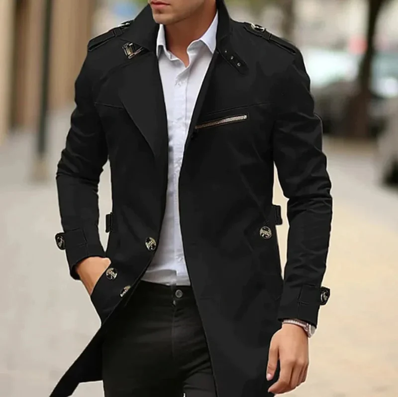 Maximilian | Herren Mens Wool Coat Eleganter Slim-Fit Trenchcoat