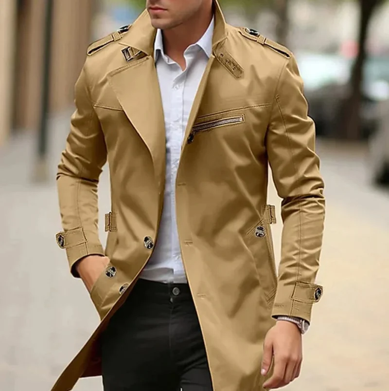 Maximilian | Herren Mens Wool Coat Eleganter Slim-Fit Trenchcoat