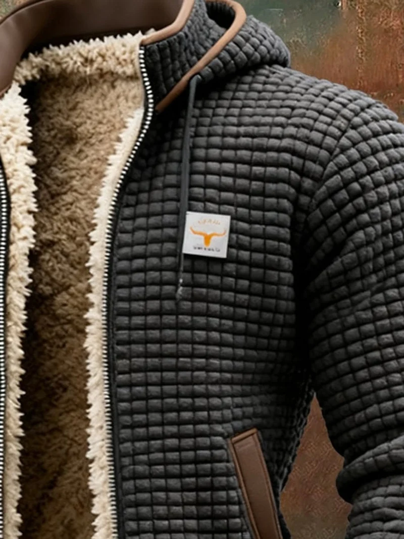 Elias | Herren Gesteppte Fleece-Gefütterte Kapuzenjacke mit Reißverschluss