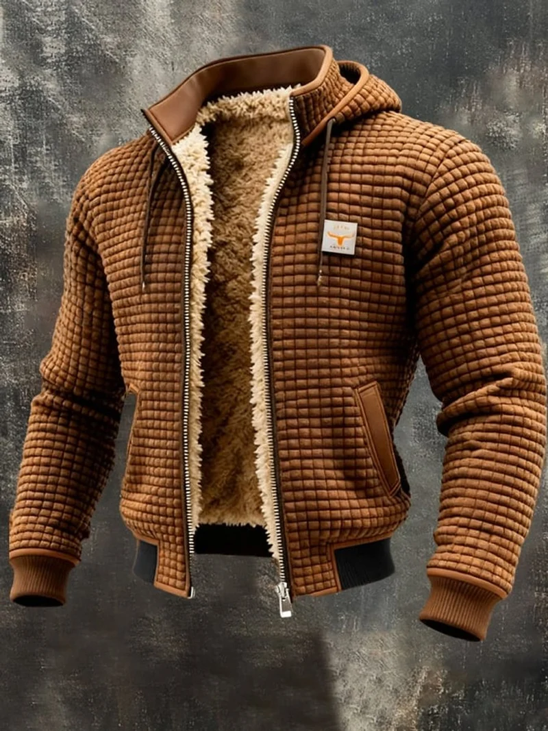 Elias | Herren Gesteppte Fleece-Gefütterte Kapuzenjacke mit Reißverschluss
