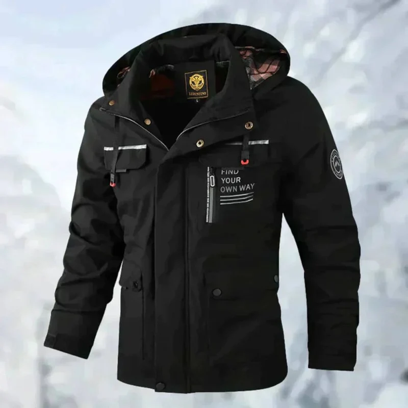 Florian | Herren Wasserdichte Gesteppte Outdoor-Jacke mit Kapuze Winddicht