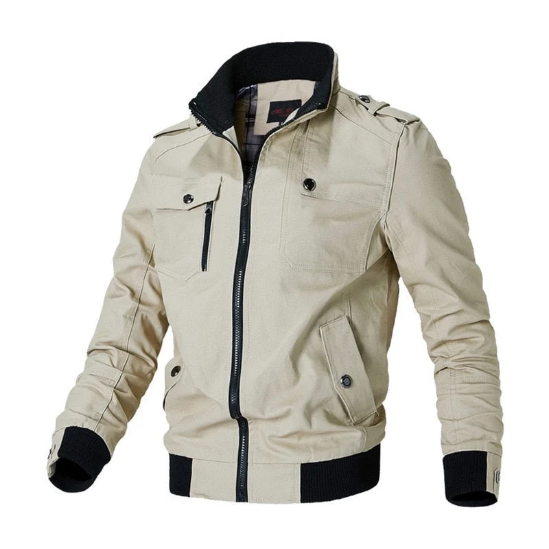 Fabian | Herren Mens Bomber Jacket Kurzreißverschluss Militär Übergangsjacke