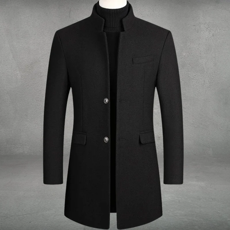 Lukas | Herren Wollmantel Eleganter Slim-Fit Business Mantel Stehkragen