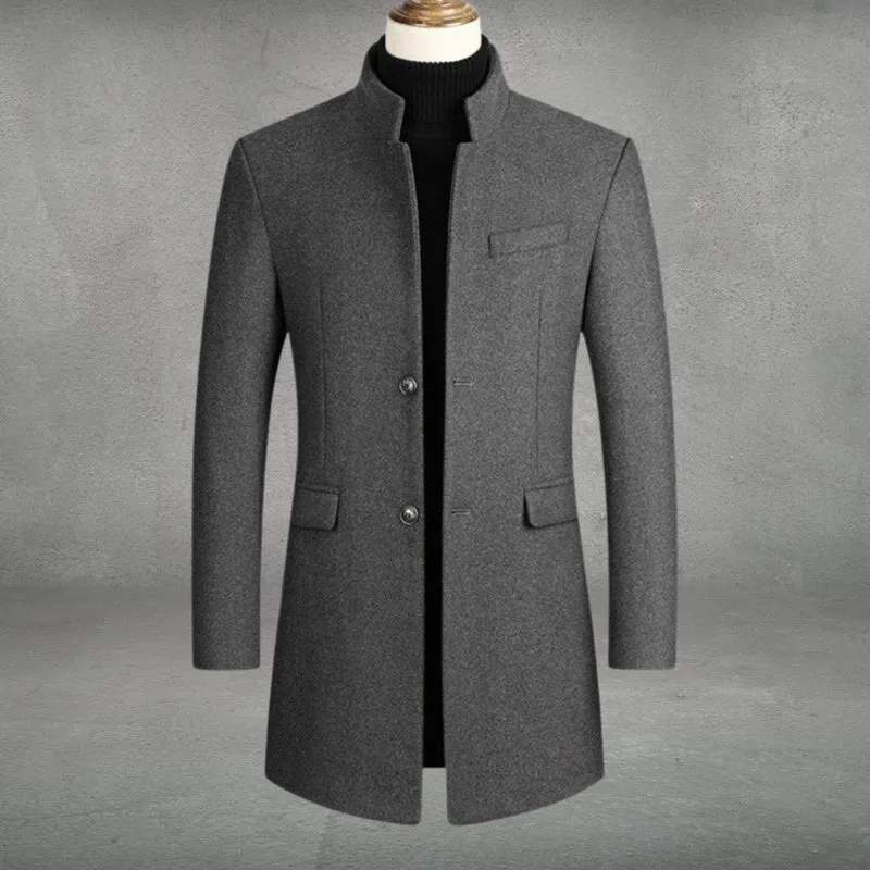 Lukas | Herren Wollmantel Eleganter Slim-Fit Business Mantel Stehkragen