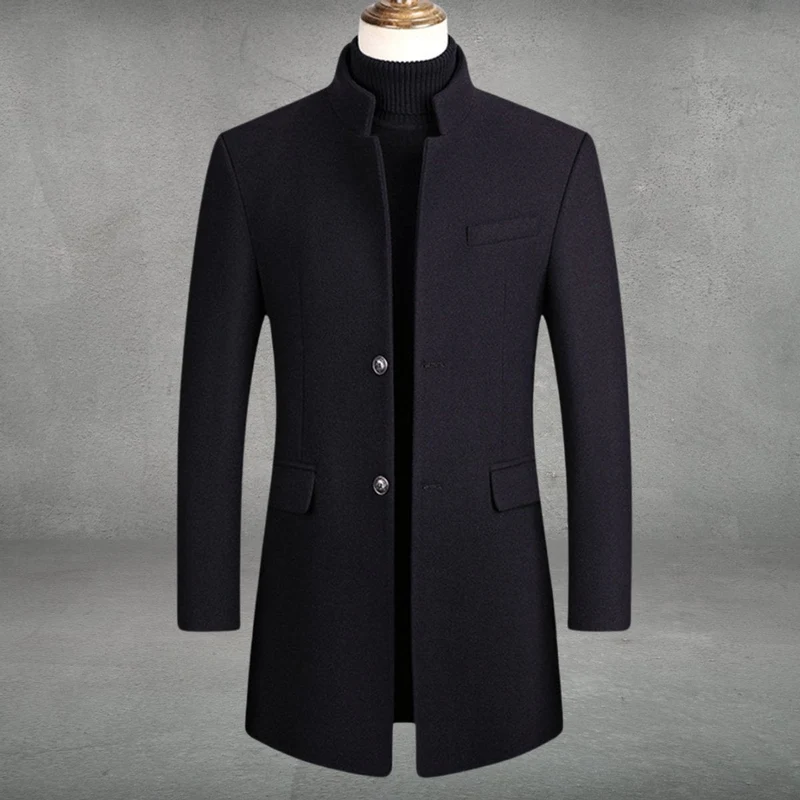 Lukas | Herren Wollmantel Eleganter Slim-Fit Business Mantel Stehkragen