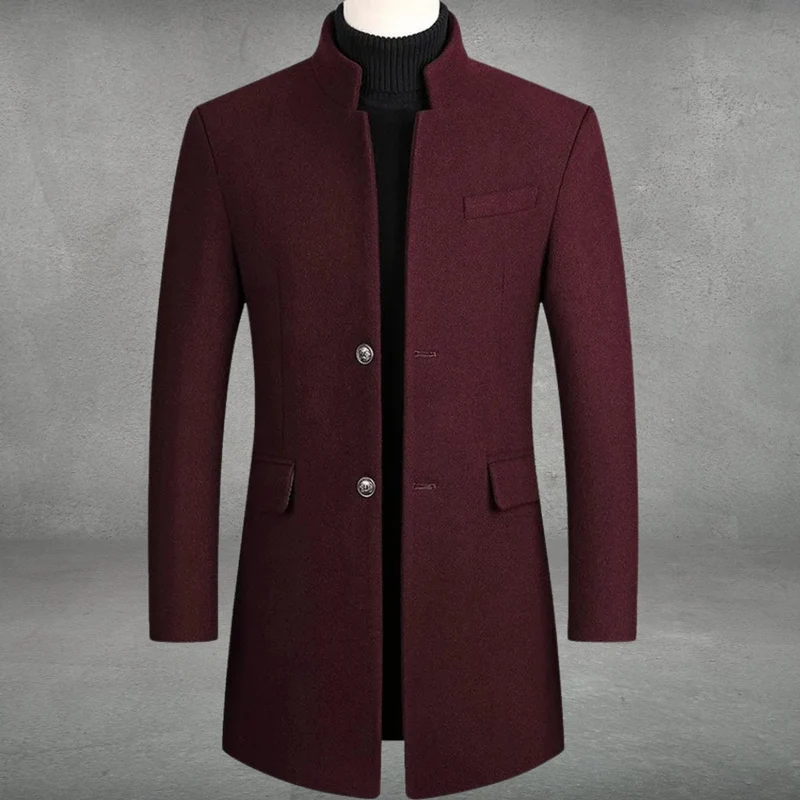 Lukas | Herren Wollmantel Eleganter Slim-Fit Business Mantel Stehkragen