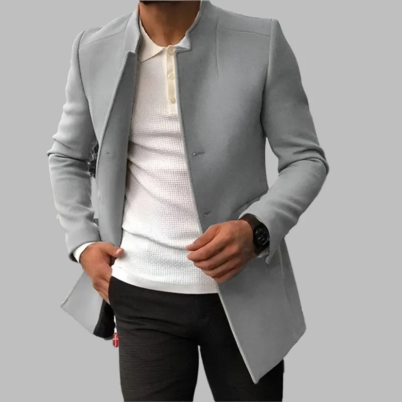 Moritz | Herren Slim-Fit Wollmantel Stehkragen Eleganter Mantel