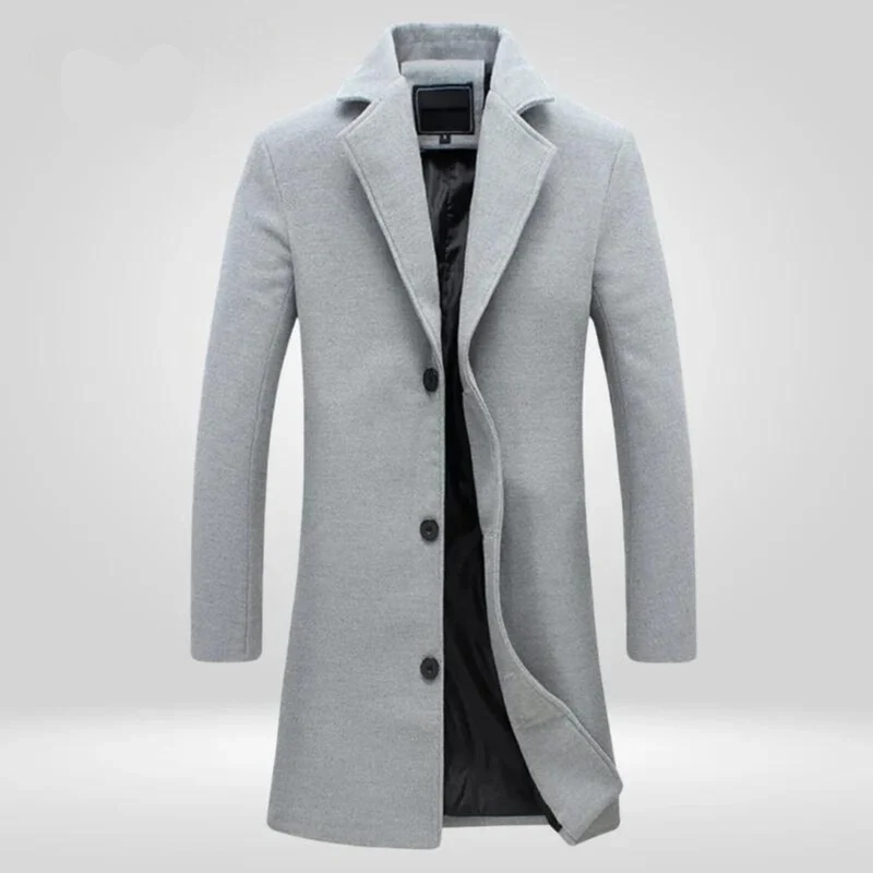 Matthias | Herren Mens Wool Coat Eleganter Einreiher Wintermantel