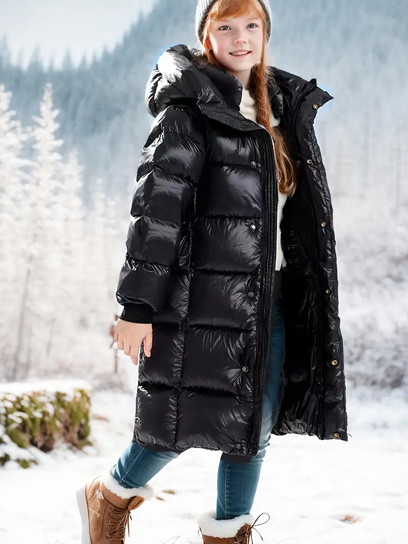 Kolrith | Mädchen Winter dicker langer warmer Kapuzenmantel