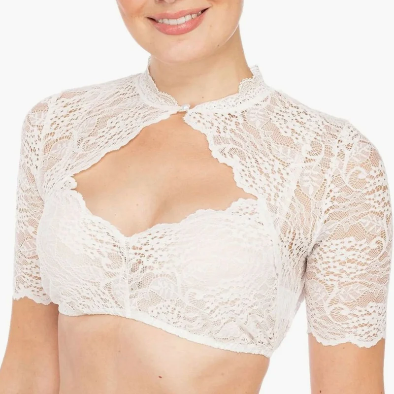 Emilia | Oktoberfest Dirndlbluse Damen Elegante Spitzen-Trachtenbluse