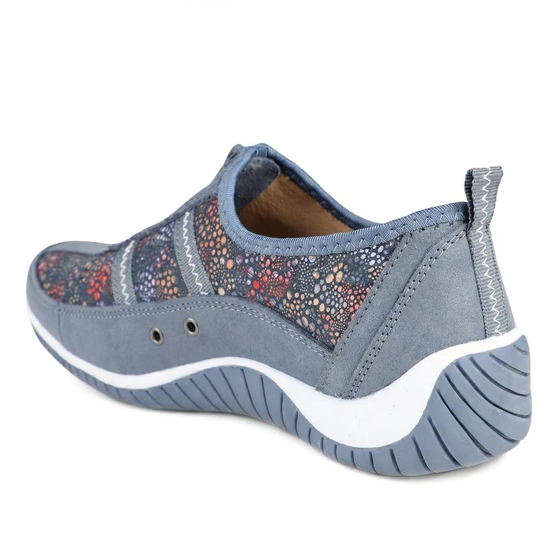 Memory Foam Leather Slip On Trainers - BRK43049 / 329 380 - Blue