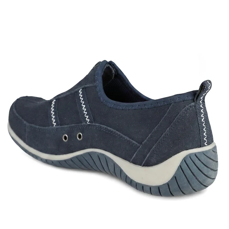 Memory Foam Leather Slip On Trainers - BRK43049 / 329 380 - Navy