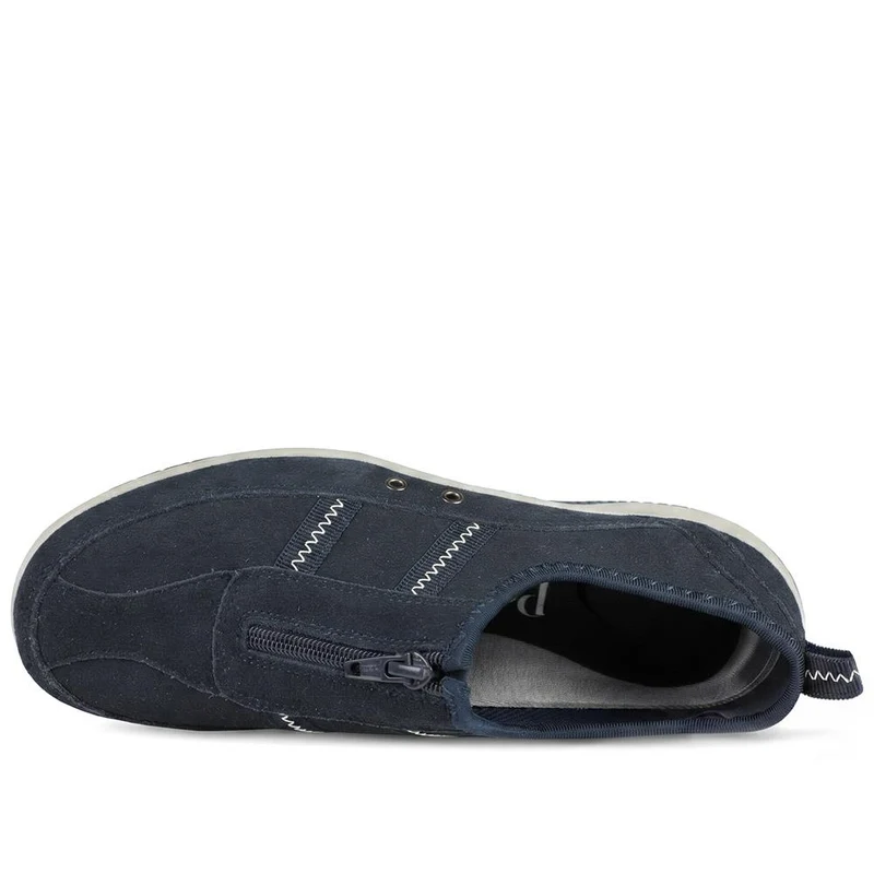 Memory Foam Leather Slip On Trainers - BRK43049 / 329 380 - Navy