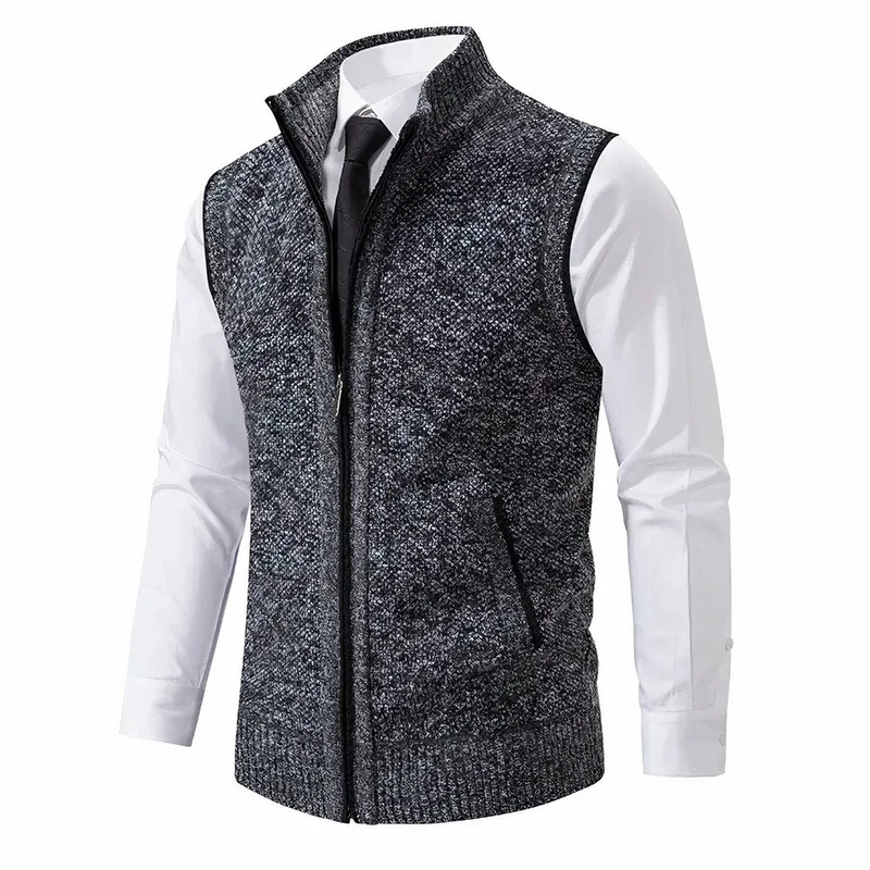 Maximilian | Herren Mens Cardigan Strick-Weste Reißverschluss Stehkragen