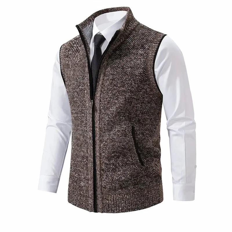 Maximilian | Herren Mens Cardigan Strick-Weste Reißverschluss Stehkragen