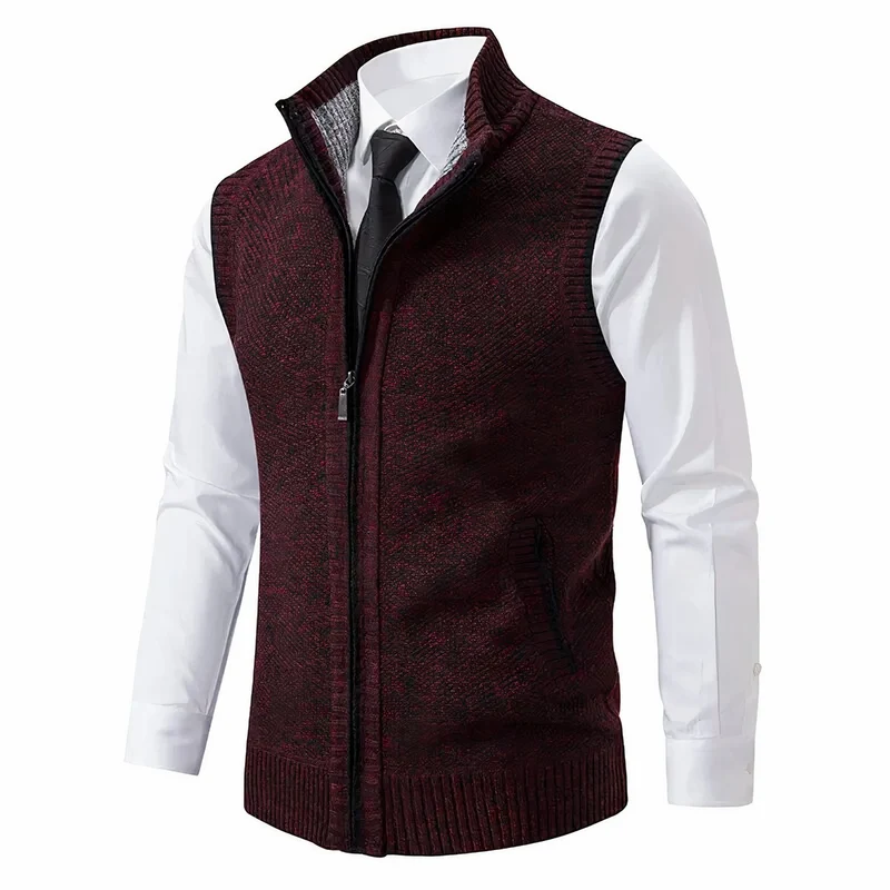 Maximilian | Herren Mens Cardigan Strick-Weste Reißverschluss Stehkragen
