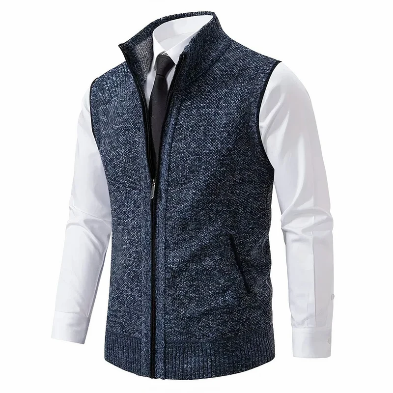 Maximilian | Herren Mens Cardigan Strick-Weste Reißverschluss Stehkragen