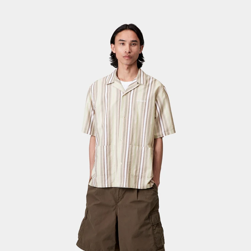Carhartt WIP Herren Folsey Streifenhemd | Blasses Olivgrün