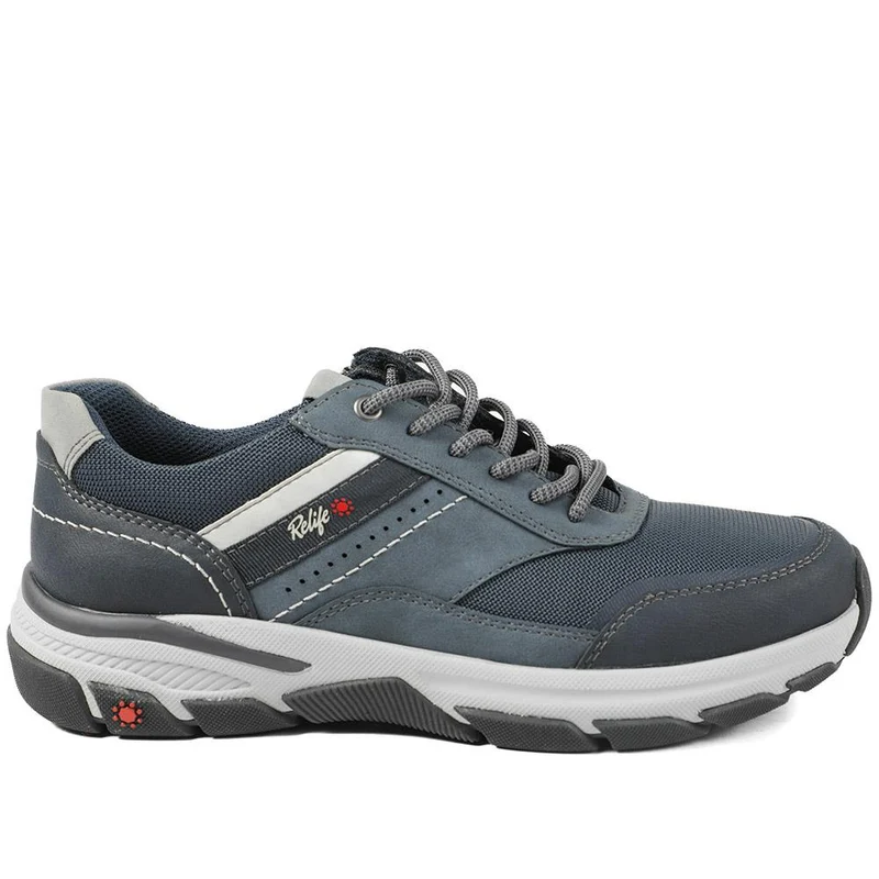 Relife Extra Wide Lace Up Rugged Trainers - RELIF43012 / 328 924 - Navy