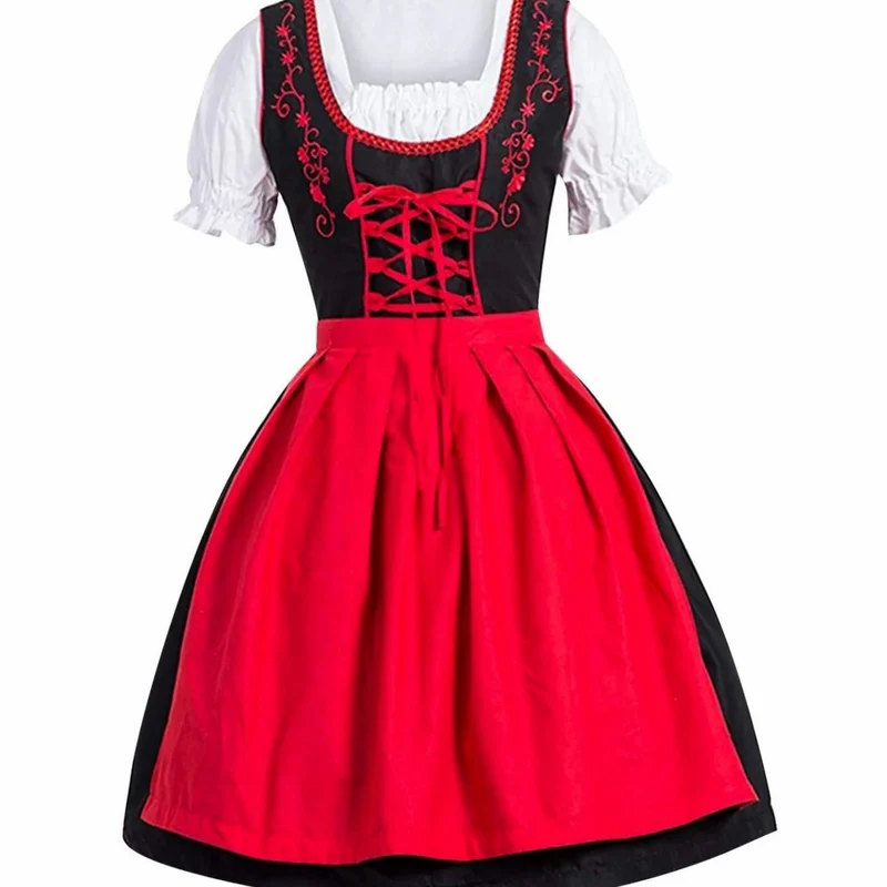 Clara | Damen Oktoberfest Dirndl Kleid mit Schürze und Schnürung